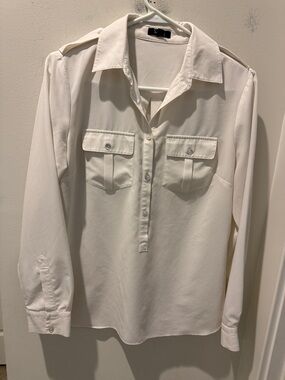 SuYobg Women's White Utility Button-Front Blouse size Small